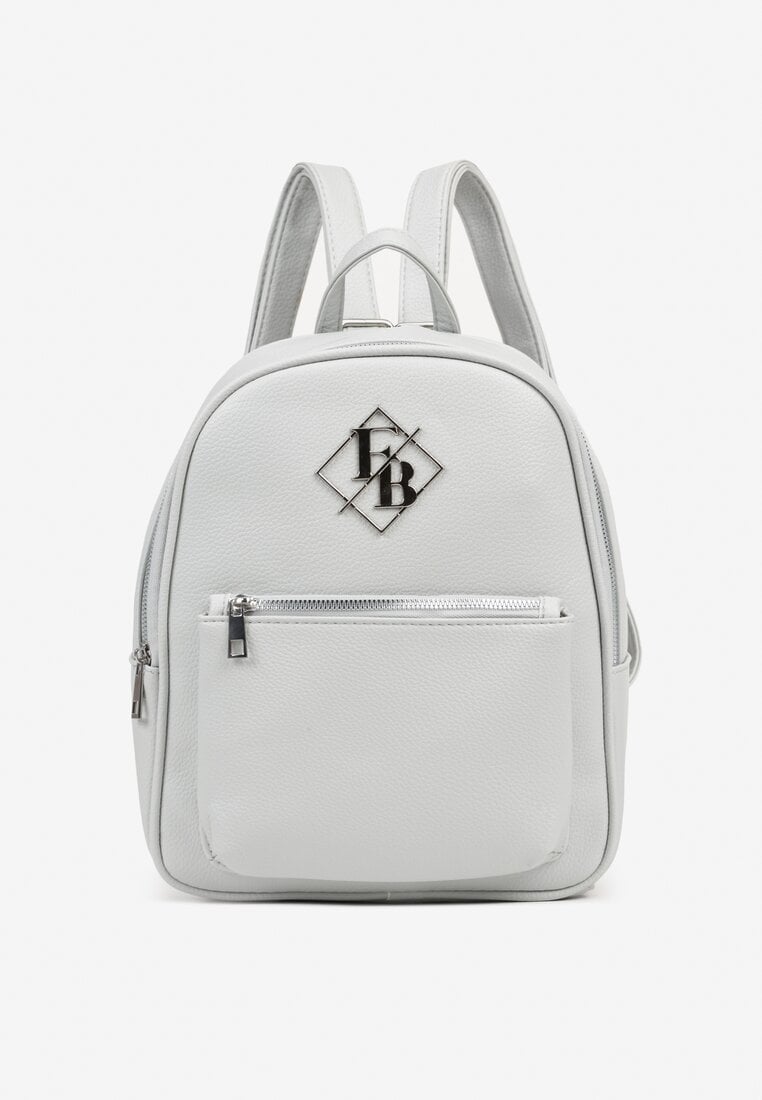 Szary Plecak Zdobiony Metaliczną Aplikacją Flecira