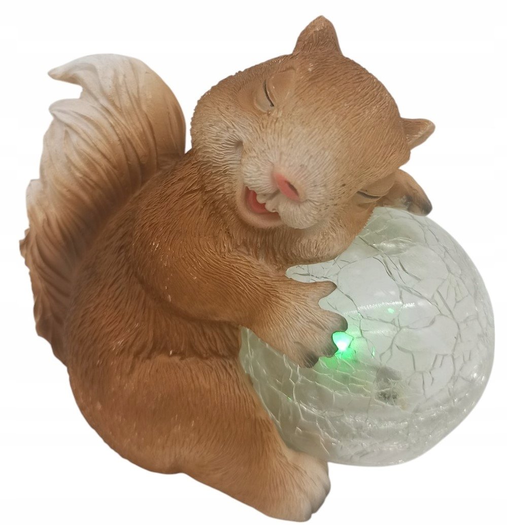FIGURKA WIEWIÓRKA Z KULĄ SOLAR LED OZDOBA OGRODOWA PREZENT 10 cm