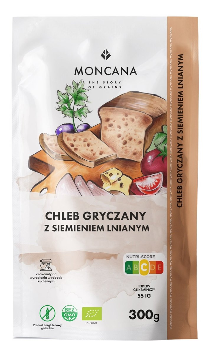 Moncana Mąka na Chleb beglutenowy Gryczany z siemieniem lnianym BIO 300g