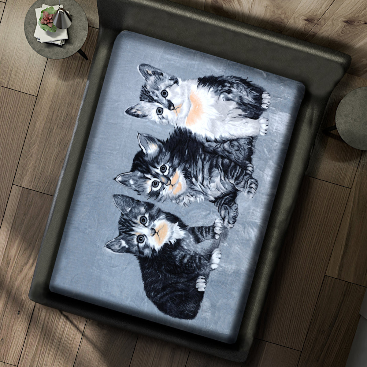 Gruby Koc Akrylowy 160X210 Koty Szary 18790