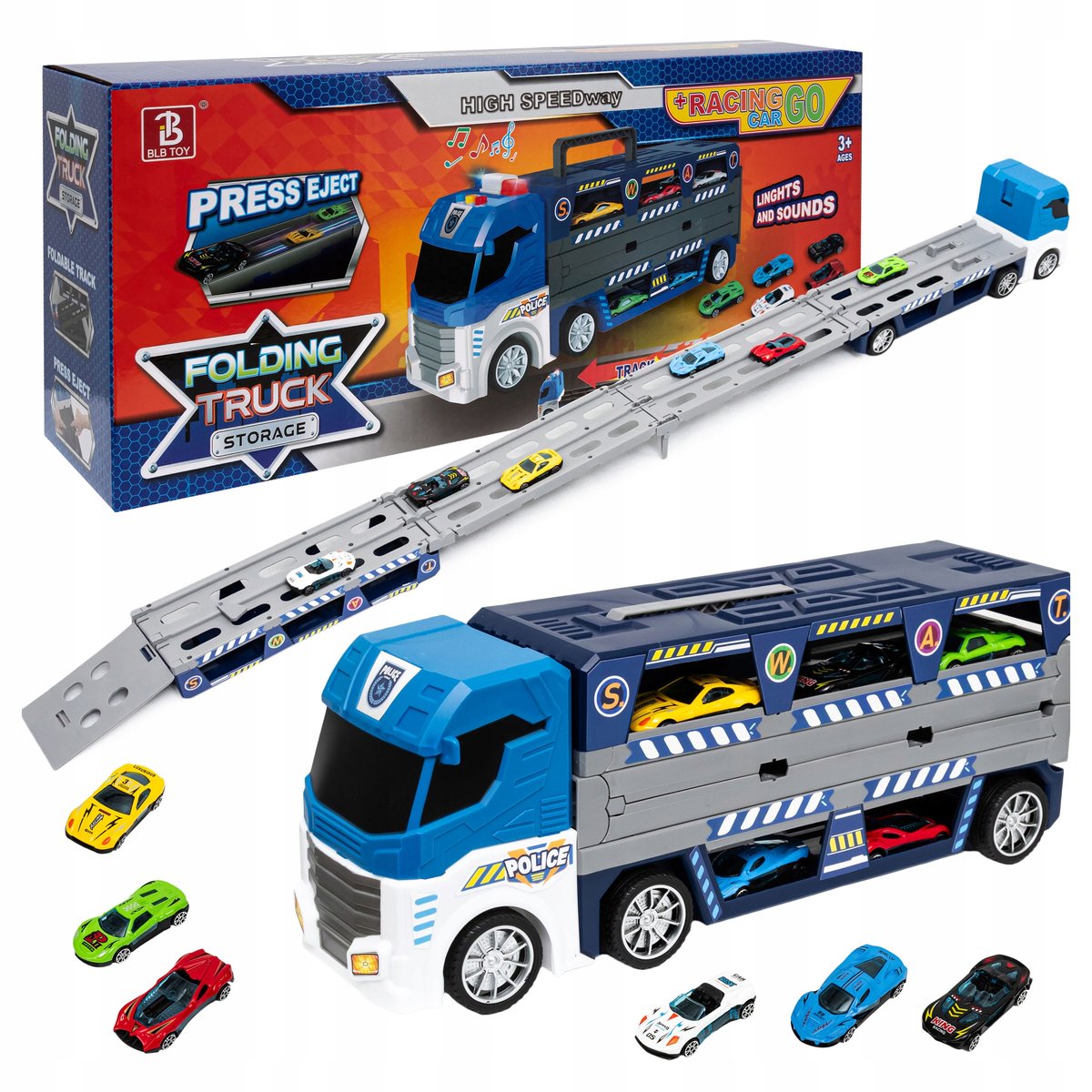 Wyrzutnia Autek Ciężarówka Transporter Laweta 3W1 Ogromna 130 Cm + Resoraki