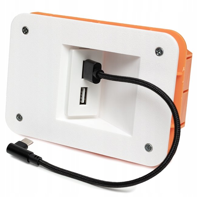 Ładowarka USB podtynkowa z przewodem kątowym USB-C do tabletów naściennych