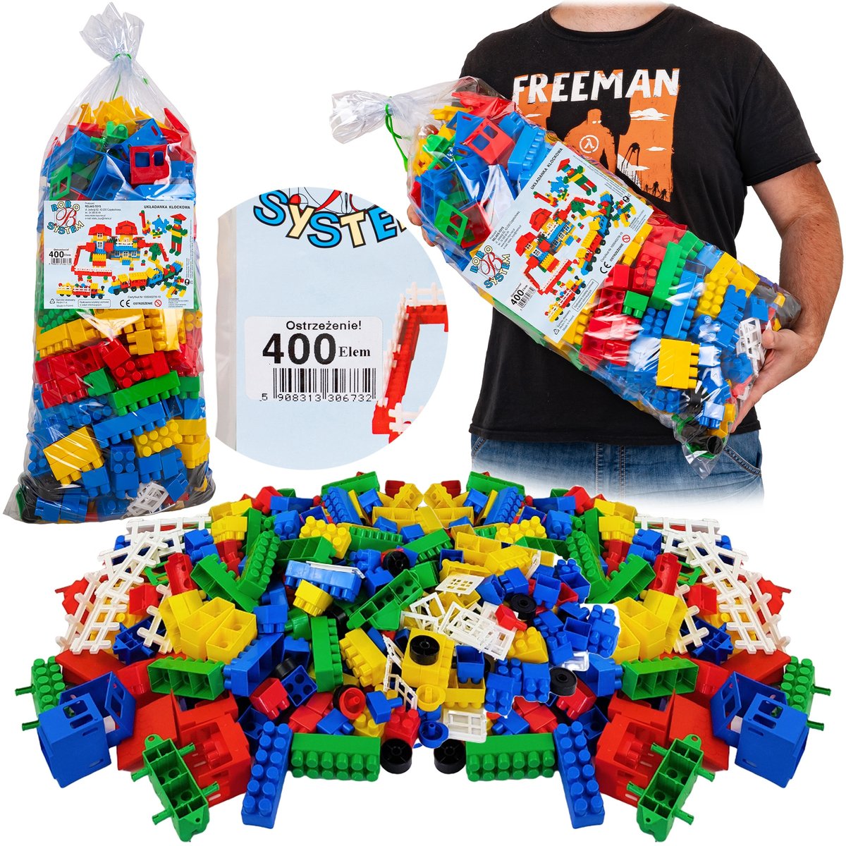 Klocki Konstrukcyjne 400 El Polskie Zestaw Klocków