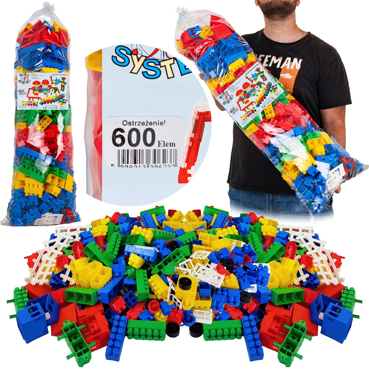 Klocki Konstrukcyjne Duże 600 Elementów Zestaw