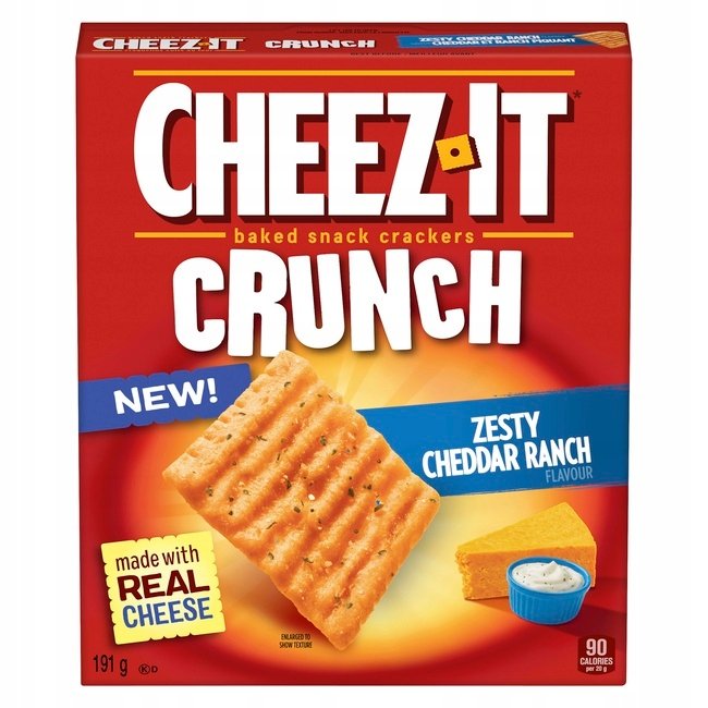 CHEEZ IT CRUNCH ZESTY CHEDDAR RANCH - KRAKERSY CHEDDAR- USA - OUTLET