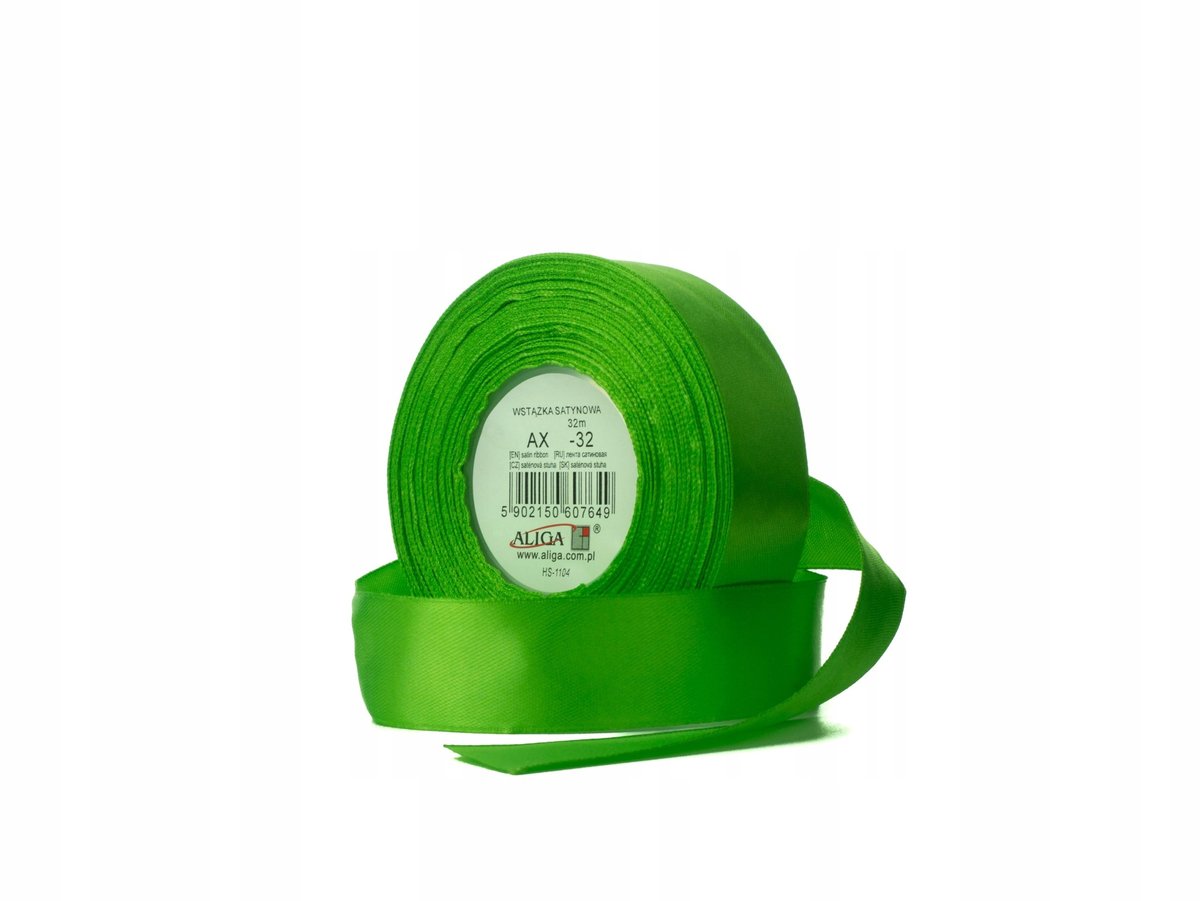 wstążka satynowa 12mmx32m zielona 4szt. AX12-32