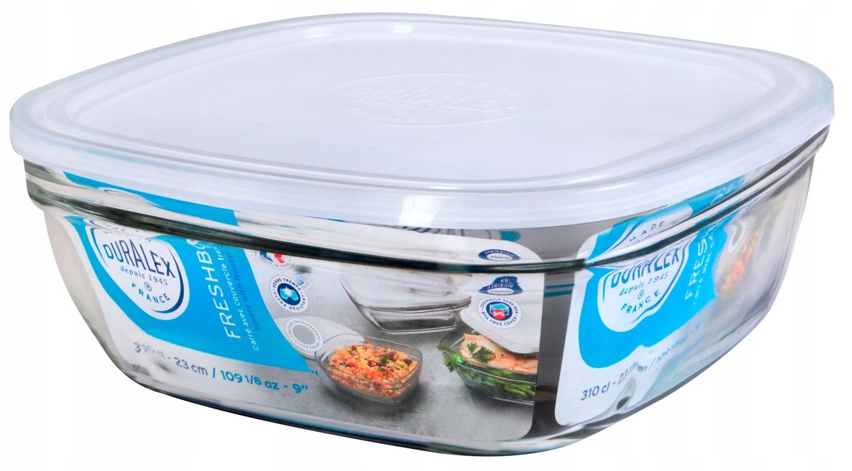 Pojemnik szklany z pokrywą Freshbox 3,1 L kwadrat Duralex 23 x 23 cm