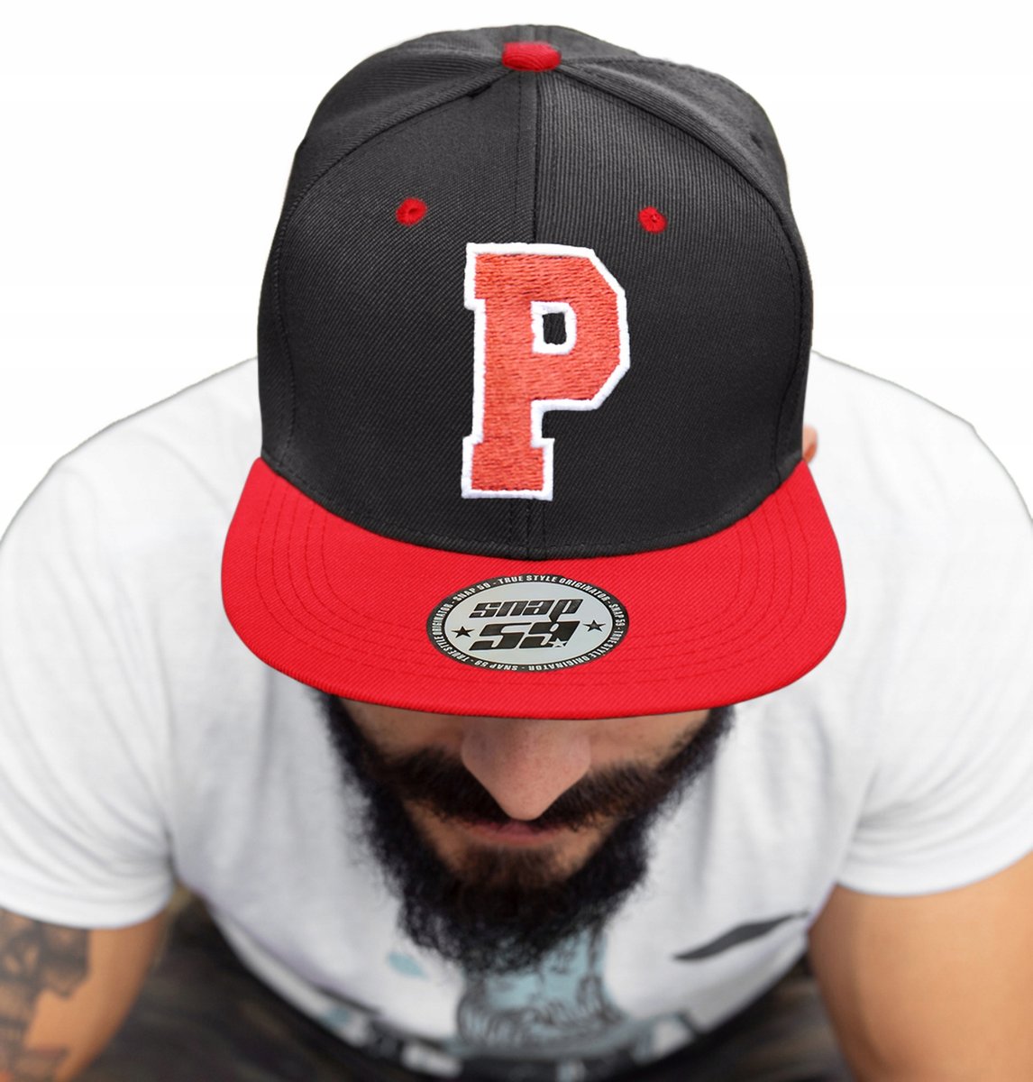 CZAPKA PROSTY DASZEK AMERICAN TWILL LITERA P HAFT