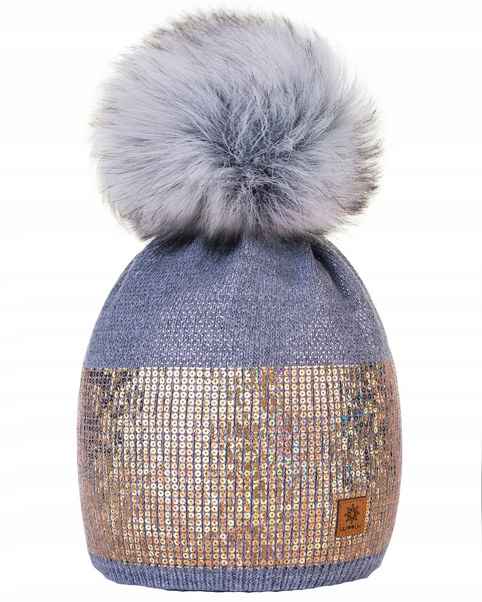 Zimowa CZAPKA CIEPŁA pompon i polar Woolk Montana