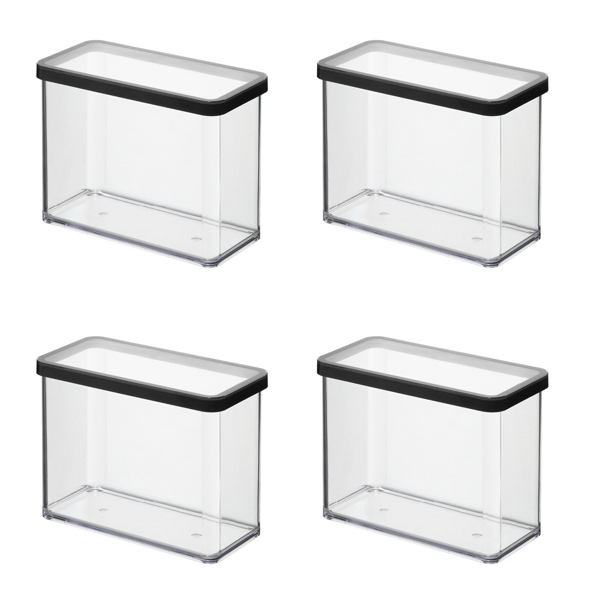 Zestaw 4 pojemników na żywność sypkie makaron ryż mąkę Rotho LOFT 2.1 L CZARNE