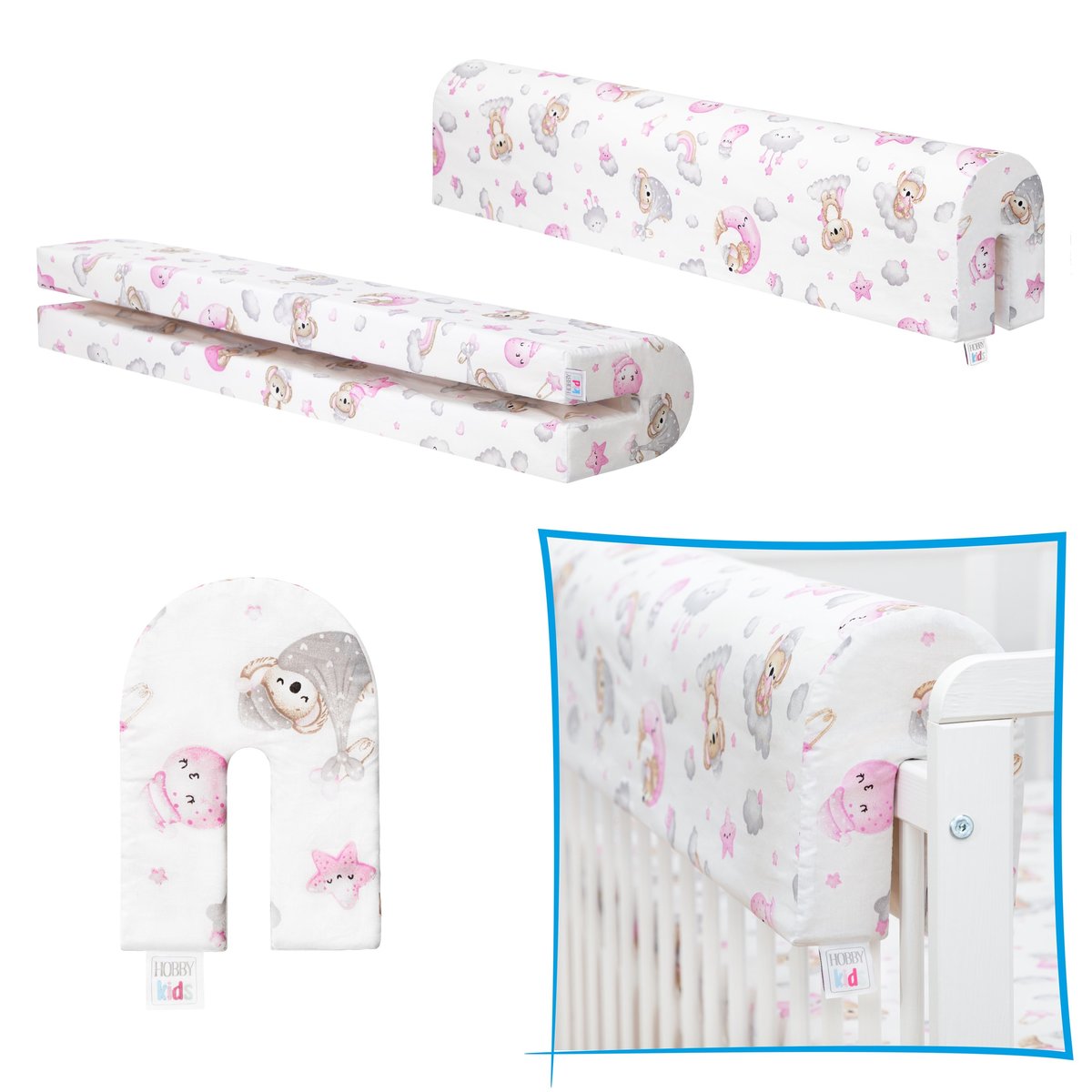 Ochraniacz do łóżeczka na barierkę - Ochraniacz piankowy i z bawełny 70 cm