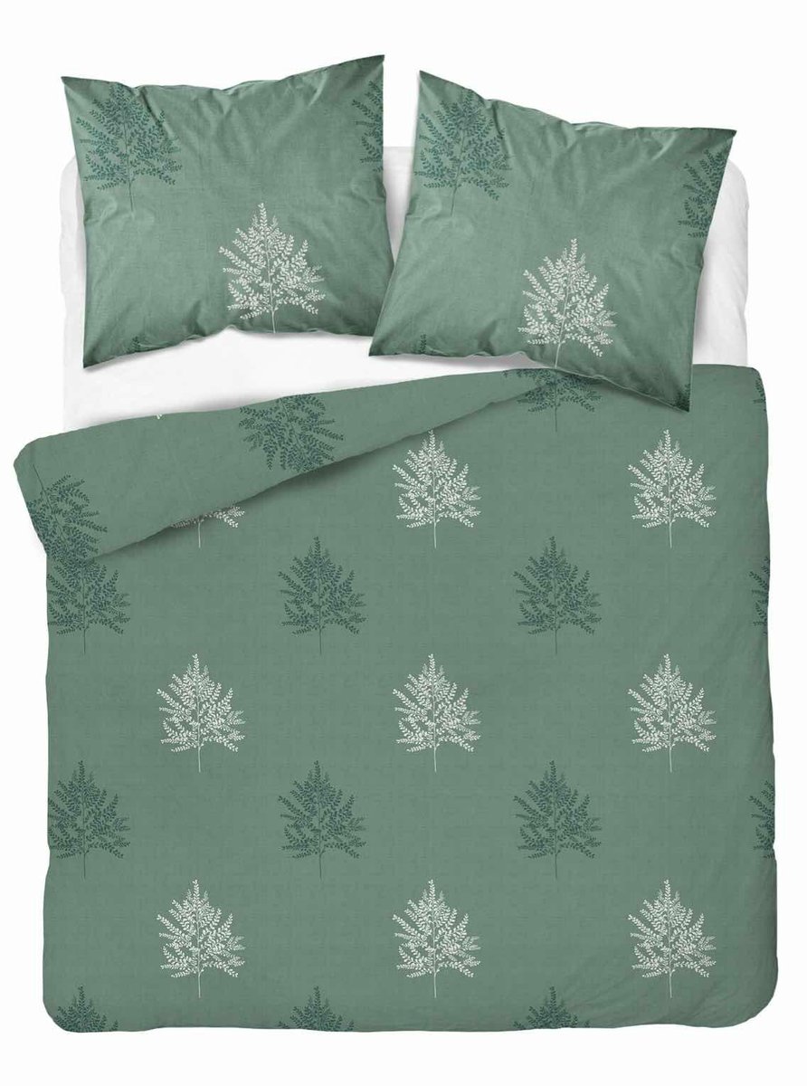 Pościel szałwiowa z liśćmi paproci geometrycznymi – 220x200 – kolekcja Naturalis