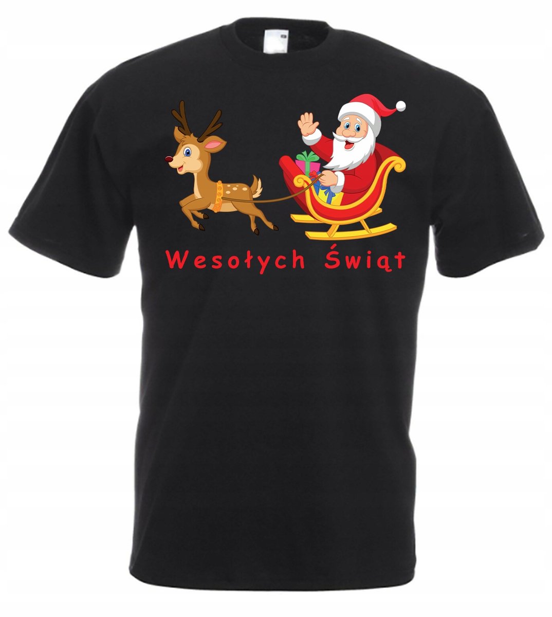 KOSZULKA CZARNA ŚWIĄTECZNA MIKOŁAJA RENIFER L