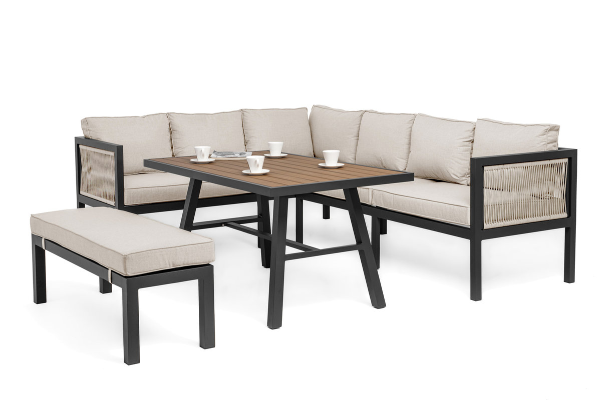 Meble ogrodowe narożnik nowoczesny aluminium PORTOFINO beżowy prawy