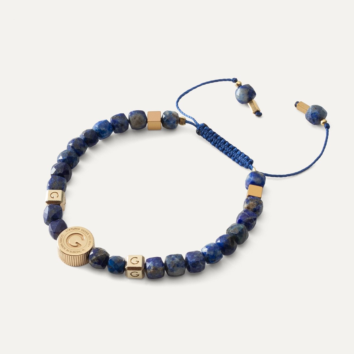 Bransoletka z kamieniem lapis lazuli, srebro 925 pozłacane