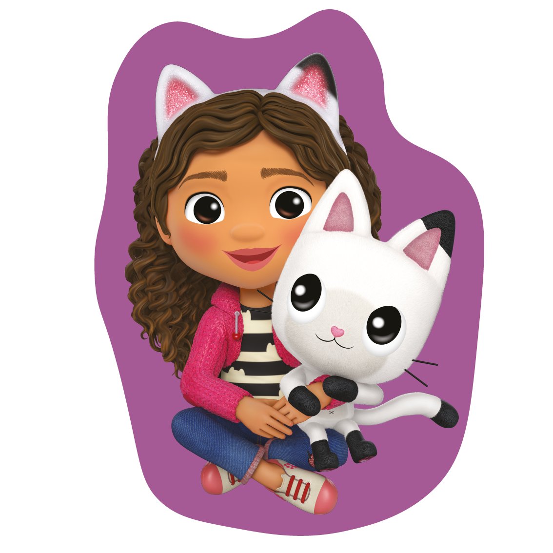 Poduszka kształtka 40 cm Koci domek Gabi fioletowa przytulanka