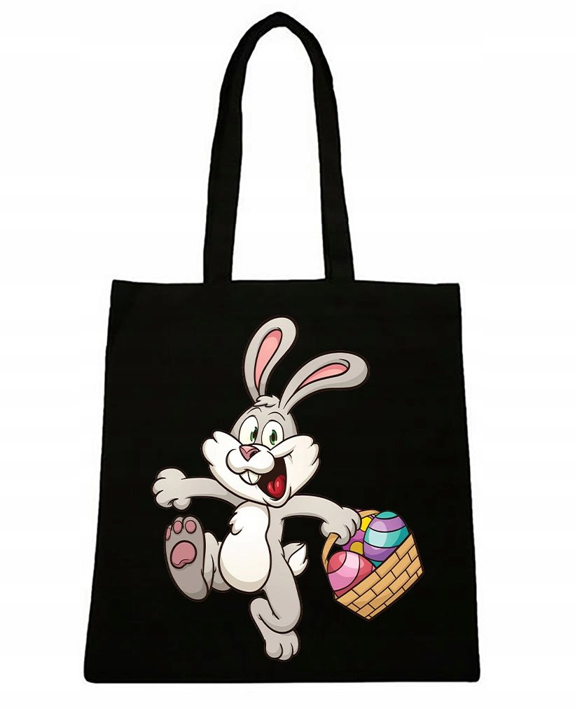 TORBA CZARNA NA RAMIĘ ŚWIĄTECZNA WIELKANOC ZAJĄC