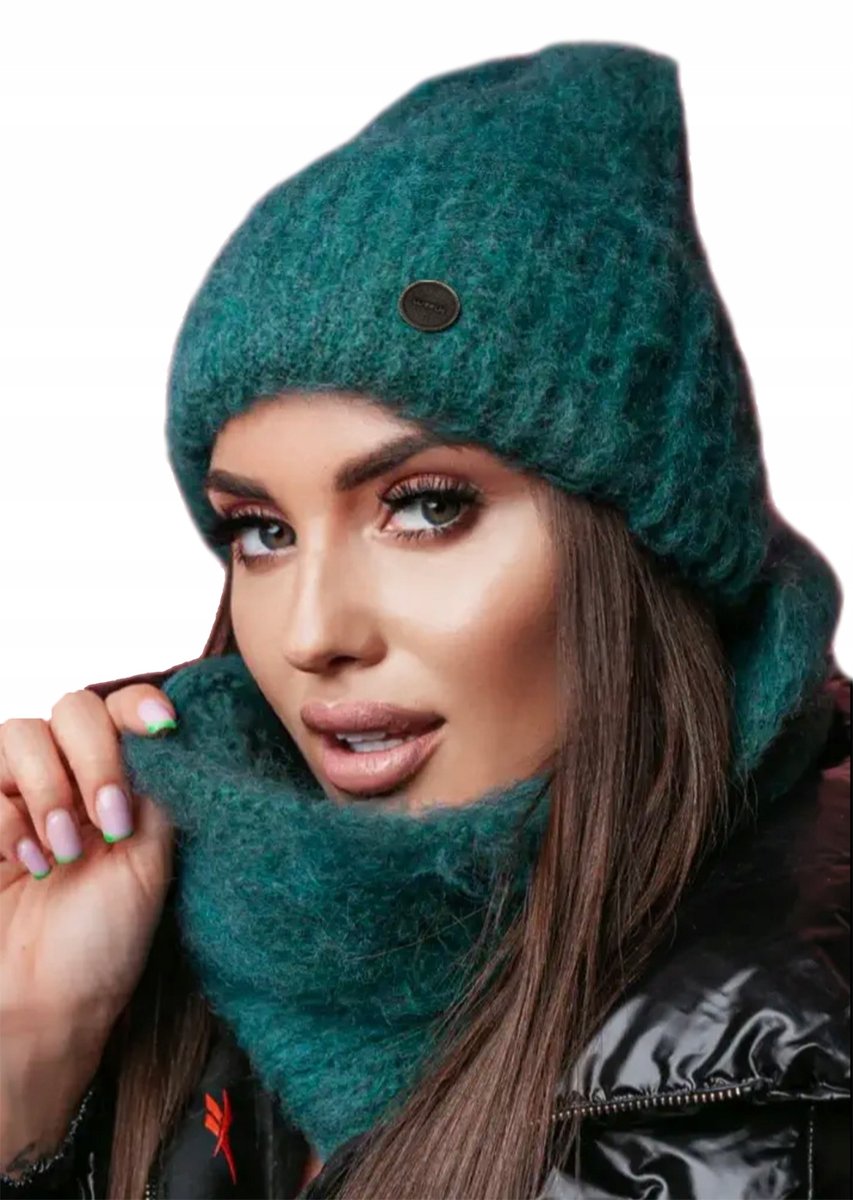 Damski Komplet Czapka i Komin Szalik Woolk Marina