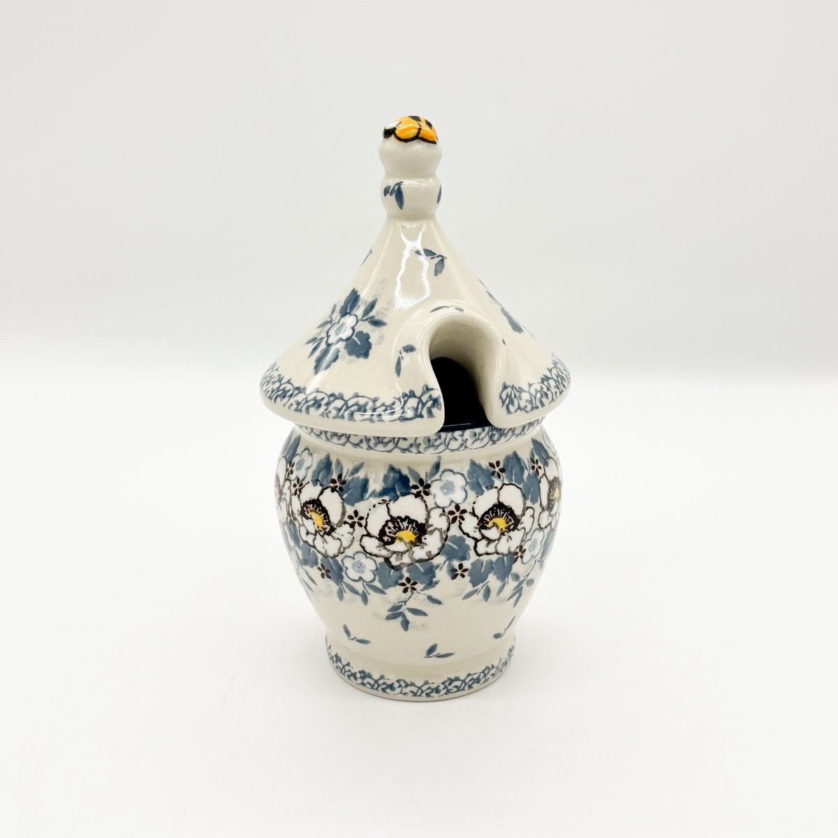 Pojemnik na miód z ceramiki bolesławieckiej, z motywem pszczoły, unikat