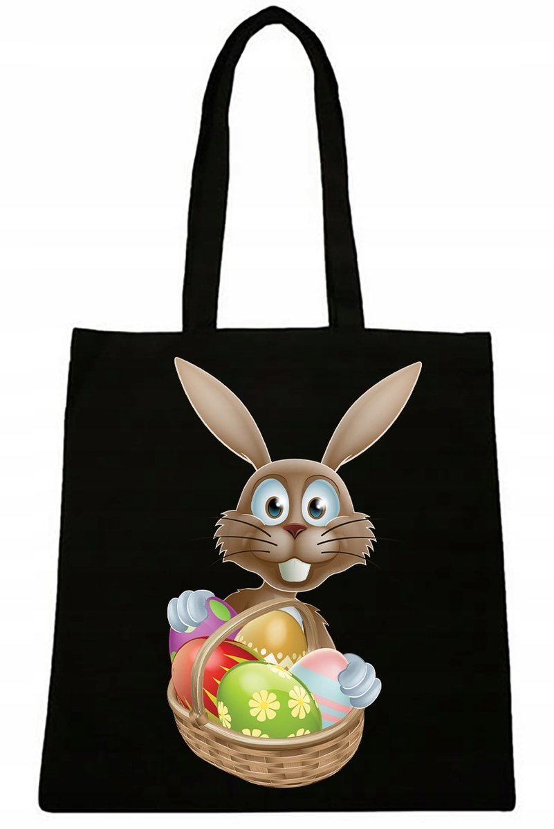 TORBA CZARNA NA RAMIĘ ŚWIĄTECZNA WIELKANOC ZAJĄC