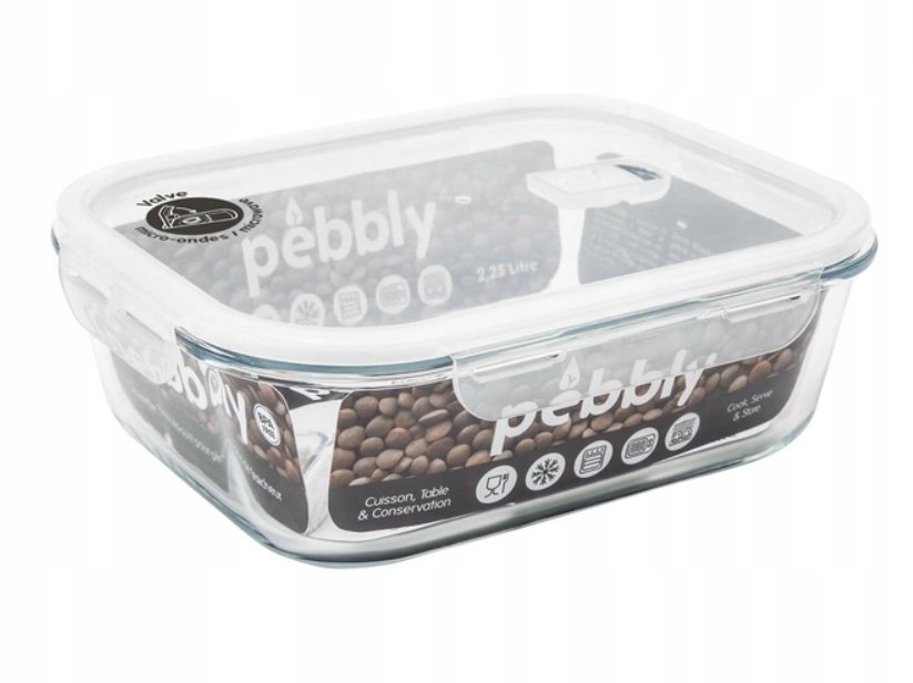 Pojemnik na żywność z pokrywą uszczelką Square 1,2 L prostokątny PEBBLY