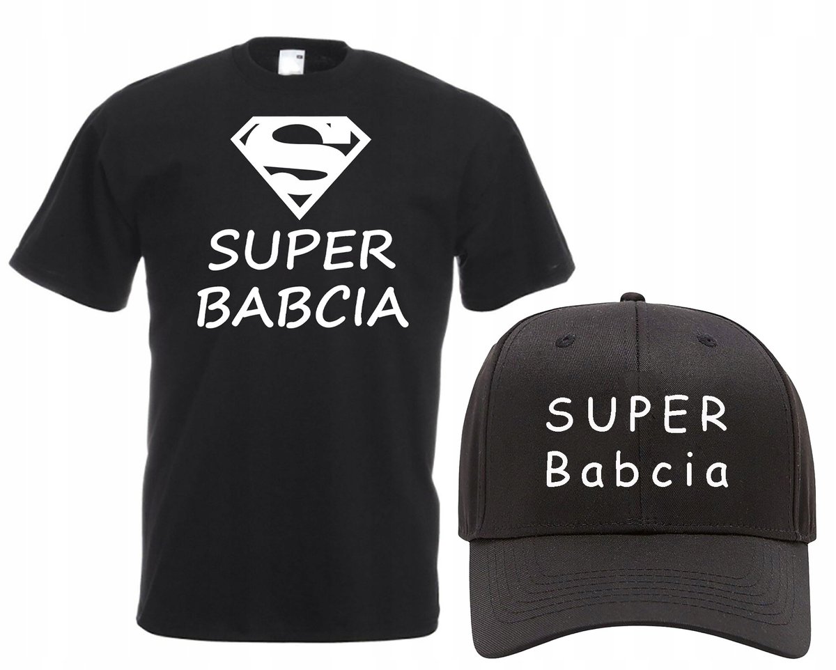 KOSZULKA + CZAPKA BEJSBOLÓWKA Z HAFTEM na Dzień Babci SUPER babcia M
