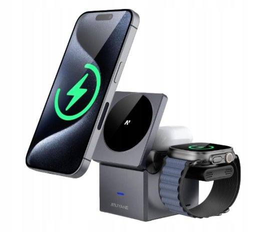 Szybka Ładowarka Niuyane 3W1 Magsafe 15W Usb-C Iphone Airpods Watch