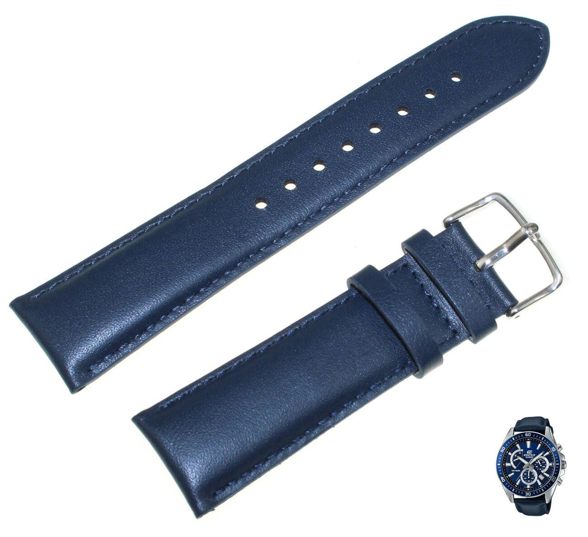 Skórzany pasek do zegarka Casio EFR-552L niebieski 22 mm