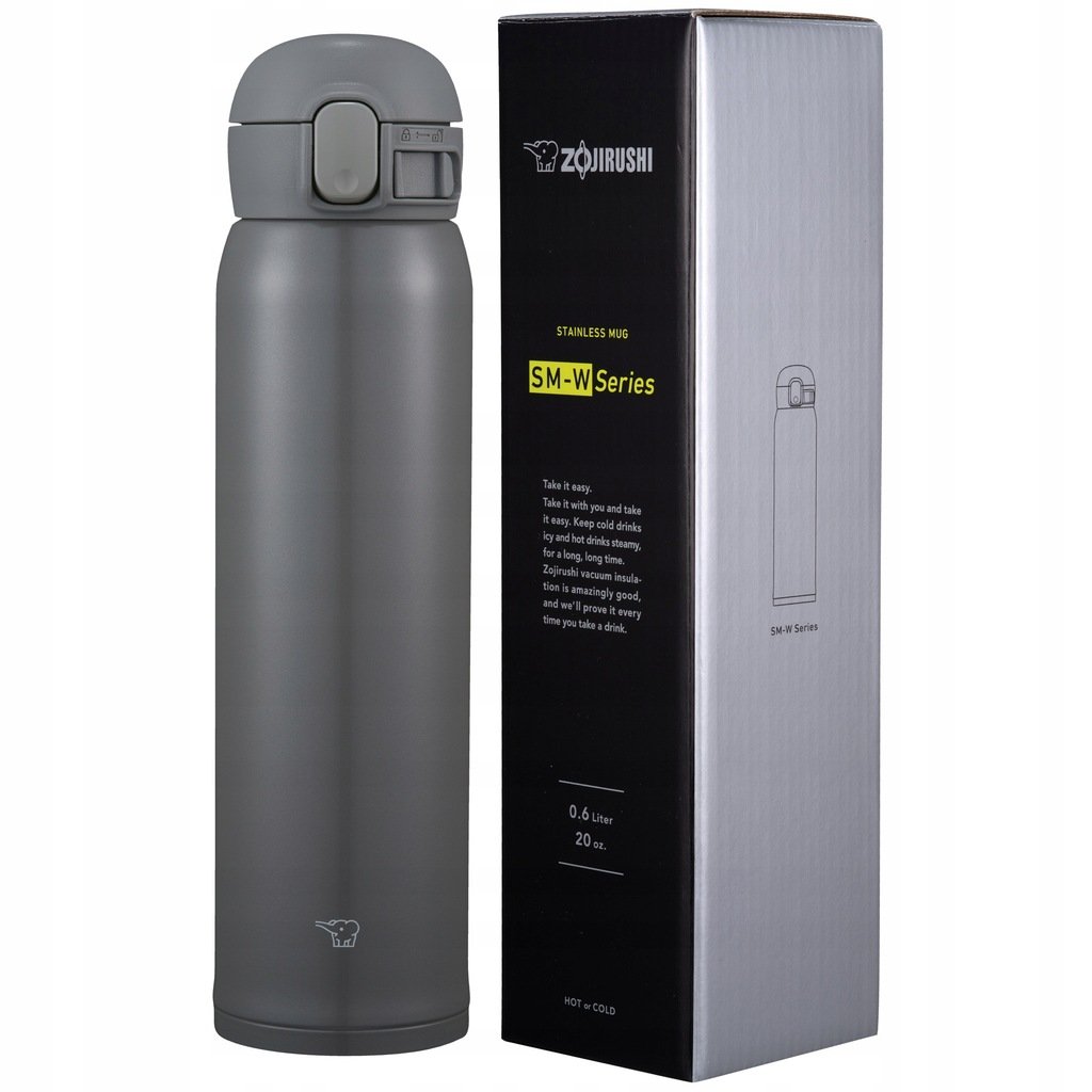 Duży kubek termiczny ZOJIRUSHI SM-WR60-HP 600 ml Szary JAPOŃSKI