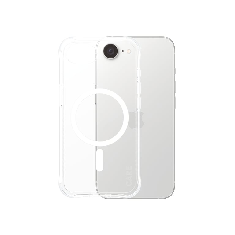 PanzerGlass CARE by Fashionable Case Samba Transparent w. White Qi Compatible iPhone 16e pokrowiec na telefon komórkowy Przezroczysty