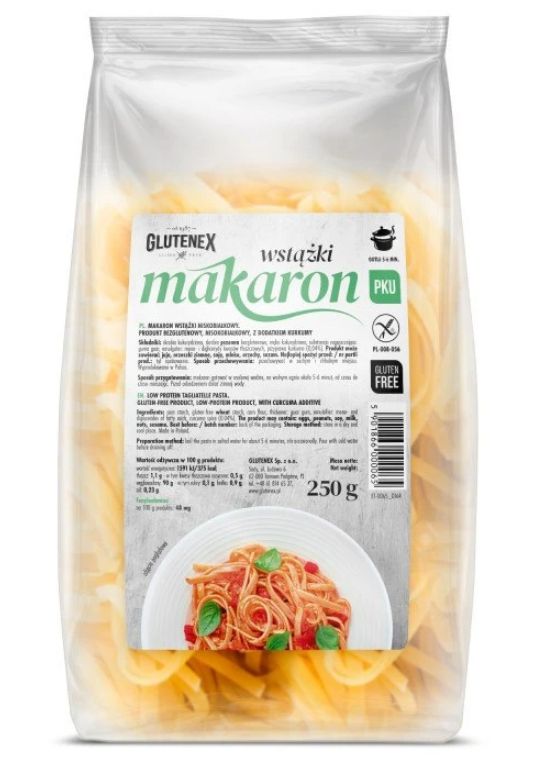 Glutenex Makaron wstążki niskobiałkowy 250 g