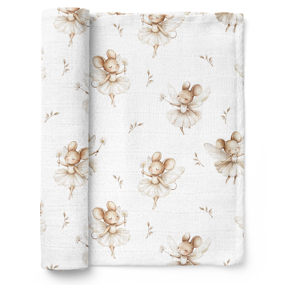 Bocioland, pieluszka bambusowa, 40 x 40 cm, myszki, 1 sztuka