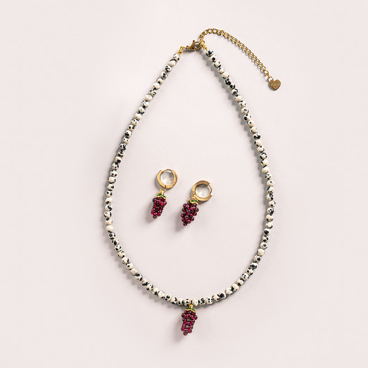 Komplet Juicy naszyjnik+kolczyki Jaspis dalmatyński