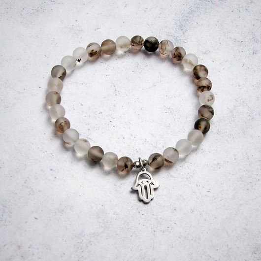 HAMSA - amulet - kwarc & stal