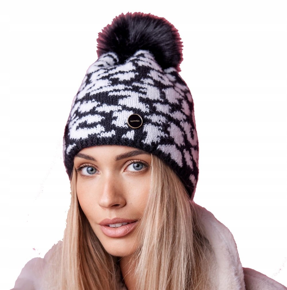 Zimowa Czapka Damska Panterka Dziana Polar Ciepła WOOLK Panther