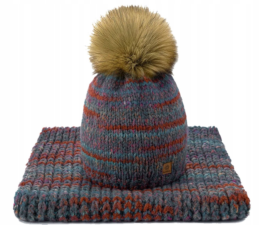 Damski Komplet Czapka i Komin Szalik Woolk Marina