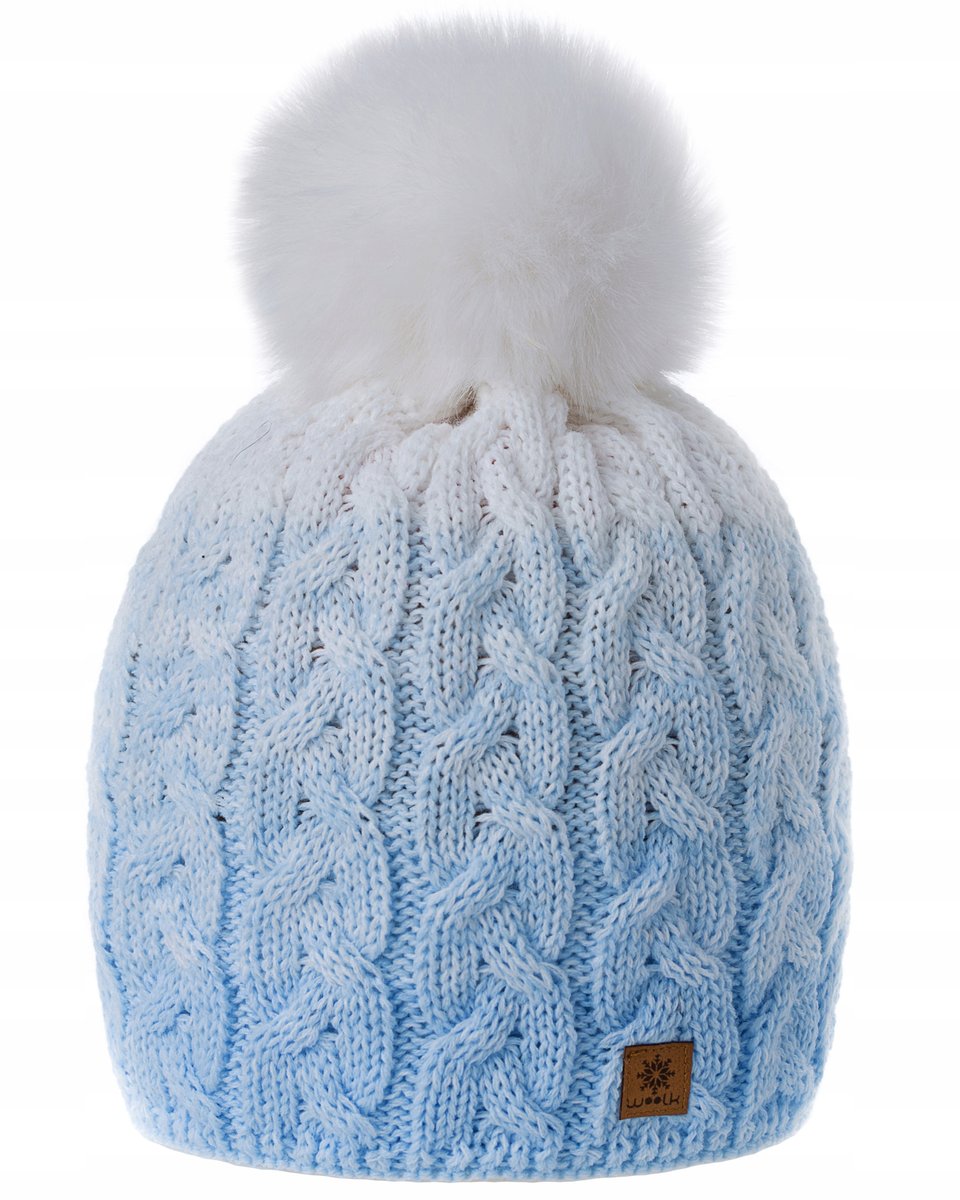 Zimowa CZAPKA CIEPŁA pompon i polar Woolk Pola