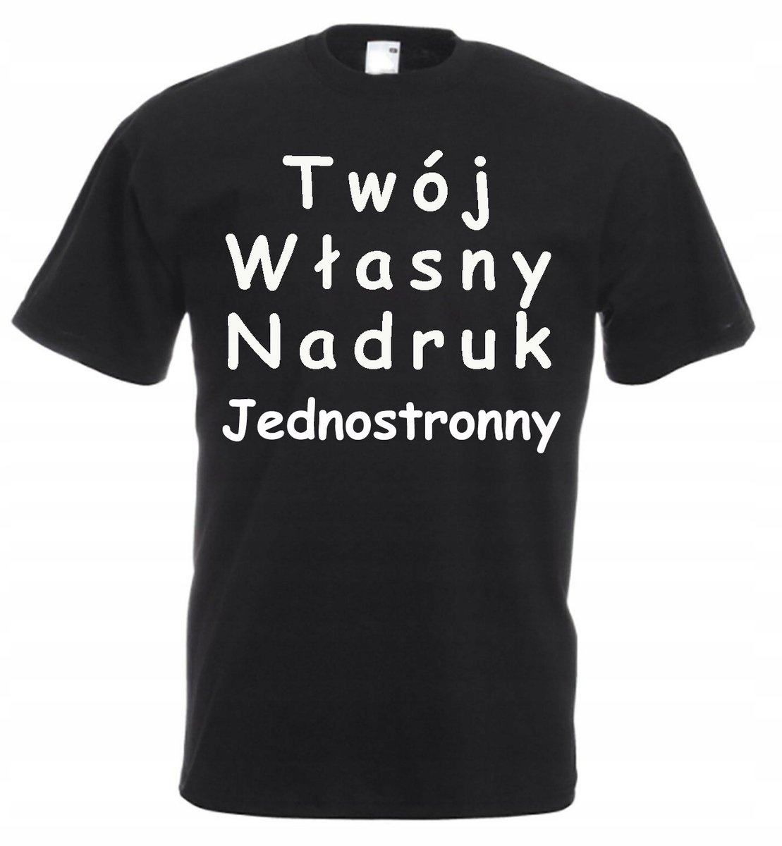 Koszulka Czarna Twój Własny Nadruk Jednokolorowy