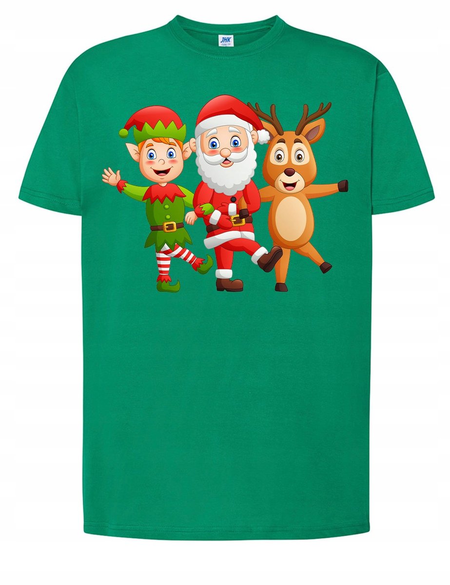 KOSZULKA ZIELONA ŚWIĄTECZNA NA MIKOŁAJA RENIFER ELF PREZENT 2XL