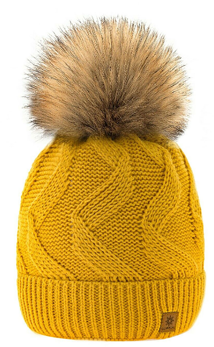 Zimowa CZAPKA CIEPŁA pompon i polar Woolk Leila