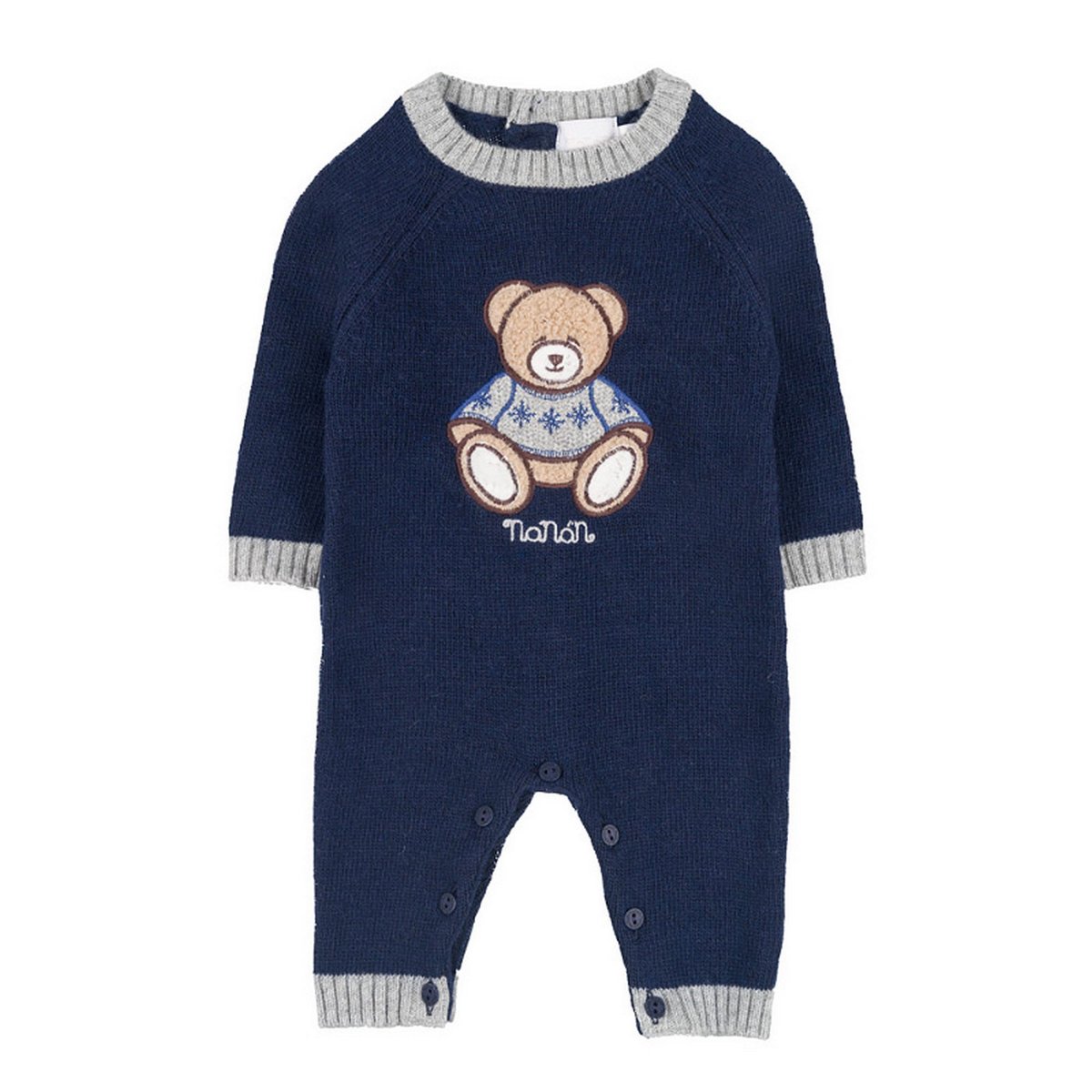 Nanan - Tutina In Filo Blu C/orsetto I24104