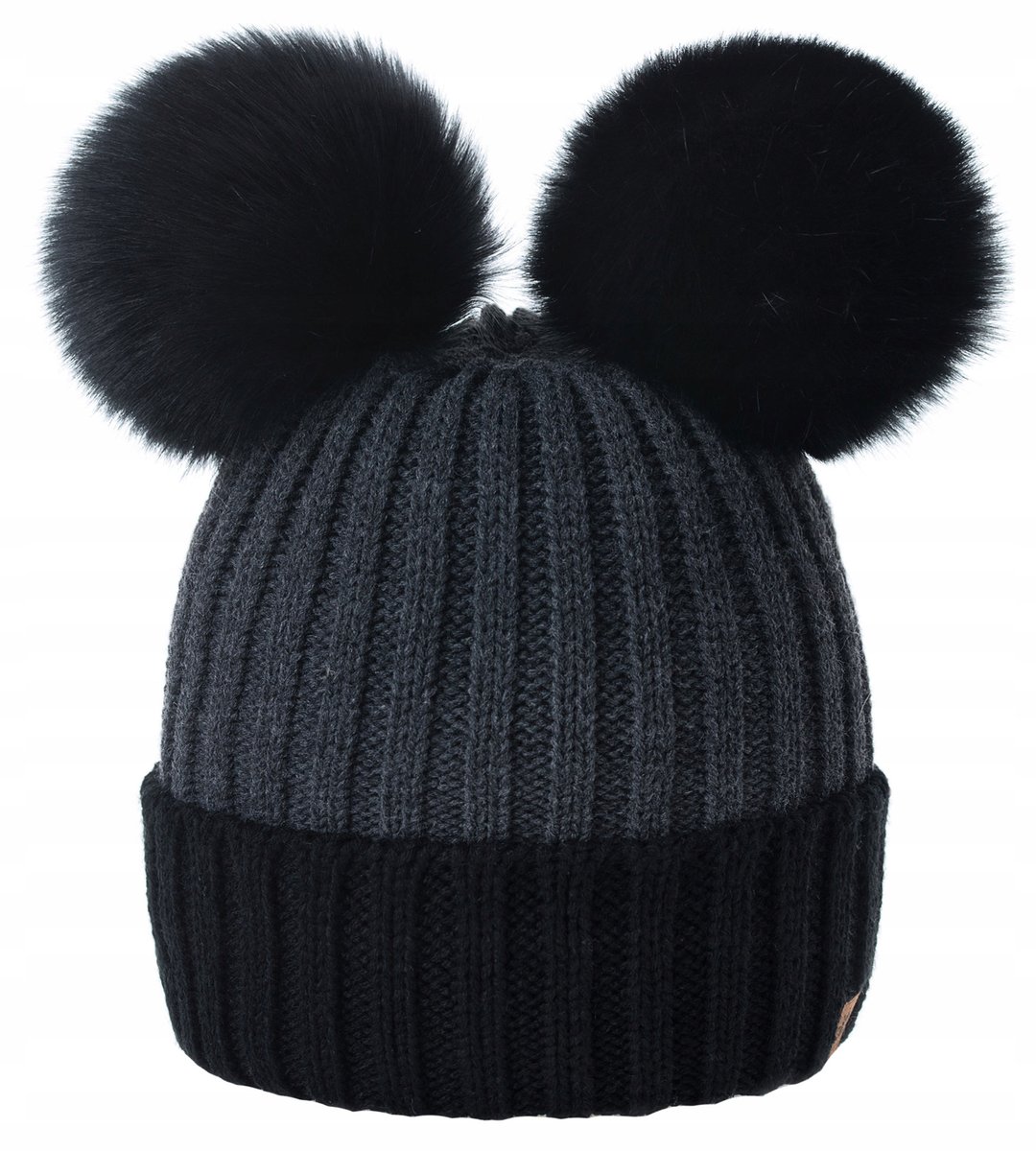 Zimowa CZAPKA CIEPŁA z dwoma pomponami Woolk