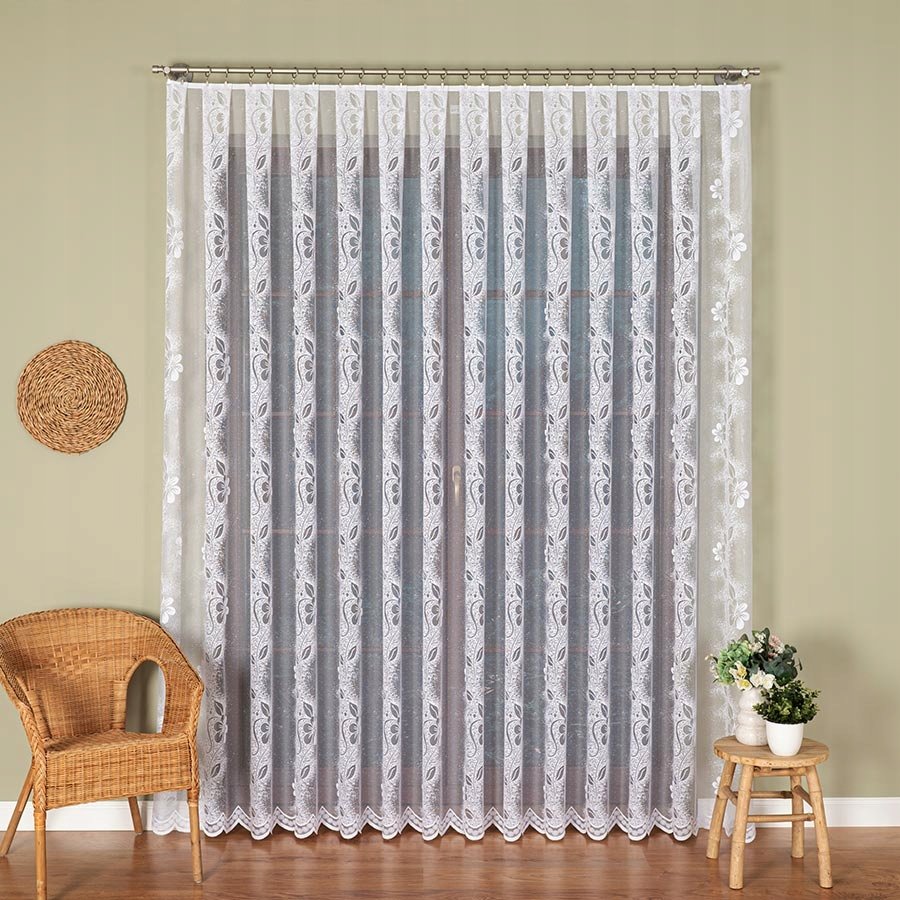 FIRANKA ŻAKARDOWA METRAŻOWA 107250 250 BIAŁA ZE WZOREM PO CAŁOŚCI