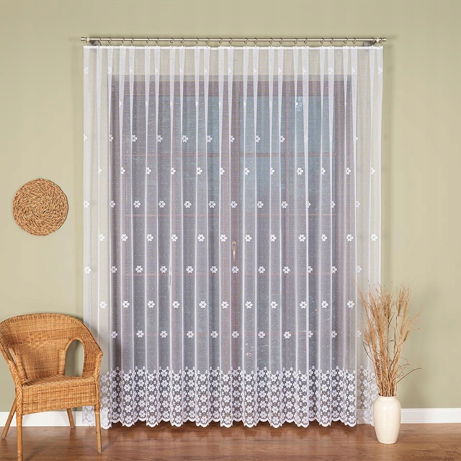 FIRANKA ŻAKARDOWA METRAŻOWA 44364 250 BIAŁA ZE WZOREM PASOWYM