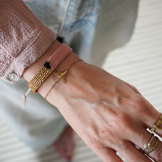 Bransoletka ręcznie tkana na krośnie wiązana na supełek