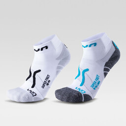 Skarpety 2-Pack UYN WOMAN RUN SUPER FAST 2PRS PACK White/Black-White/Turquoise