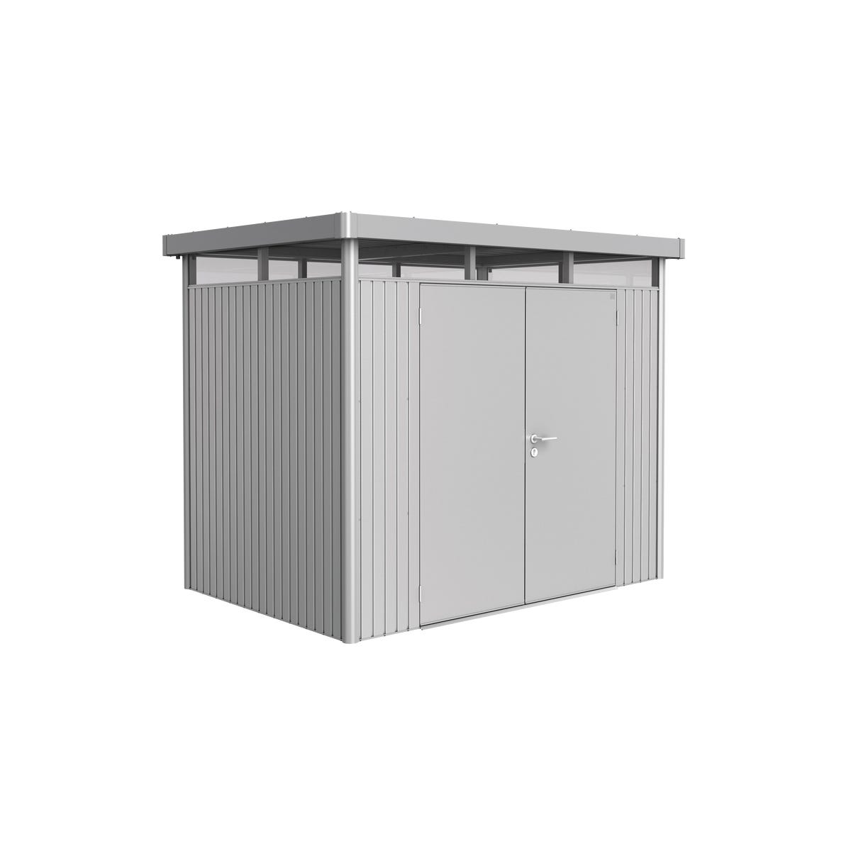 Biohort Domek narzędziowy metalowy Highline H2 podwójne drzwi 275x195x222 cm srebrny