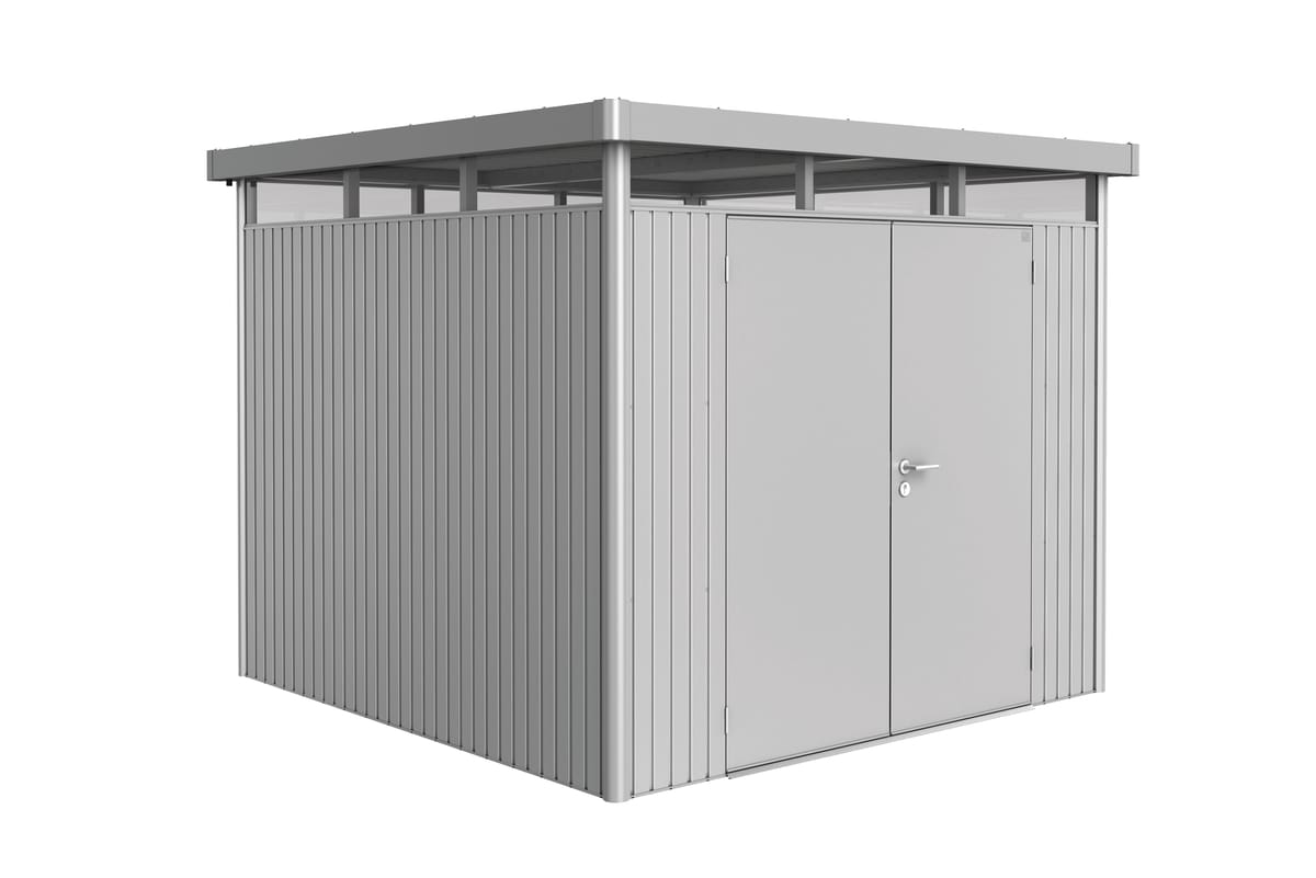Biohort Domek narzędziowy metalowy Highline H4 podwójne drzwi 275x275x222 cm srebrny