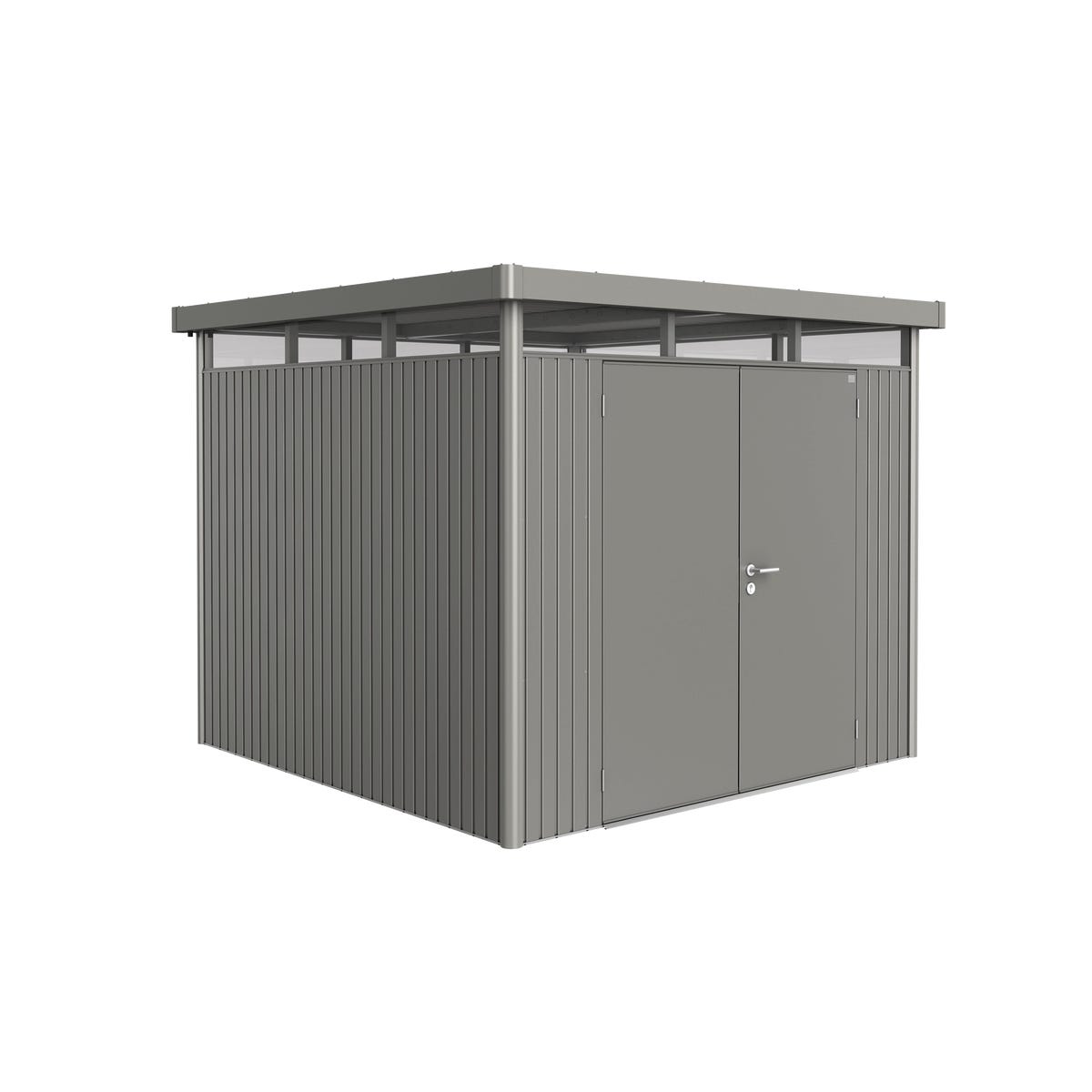Biohort Domek narzędziowy metalowy Highline H4 podwójne drzwi 275x275x222 cm szary