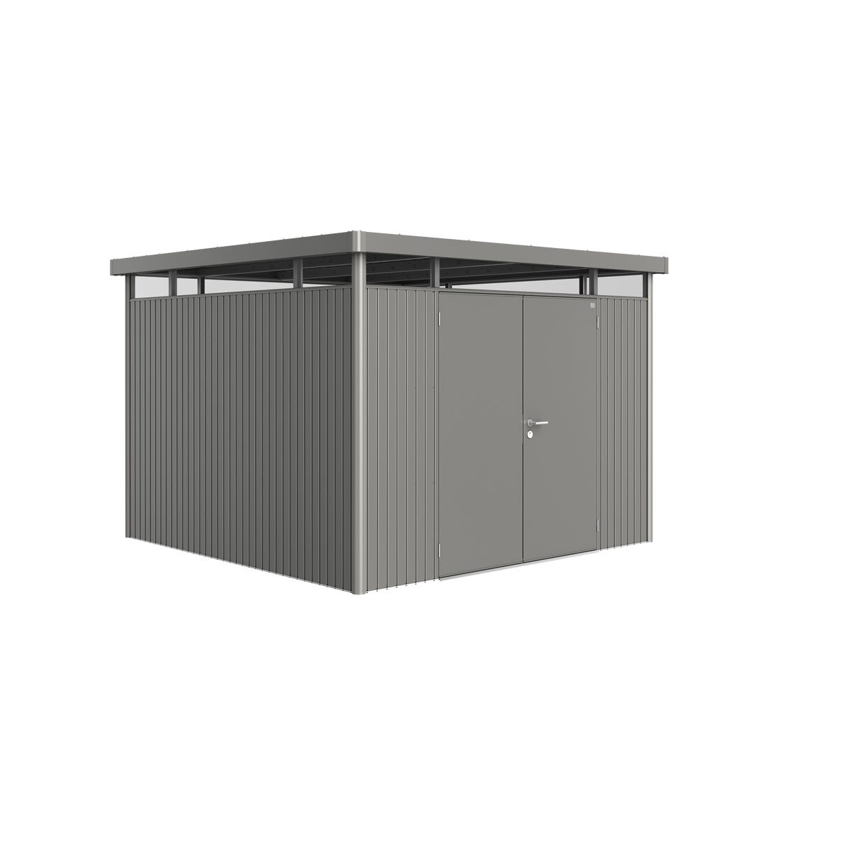 Biohort Domek narzędziowy metalowy Highline H6 podwójne drzwi 222x315x222 cm szary